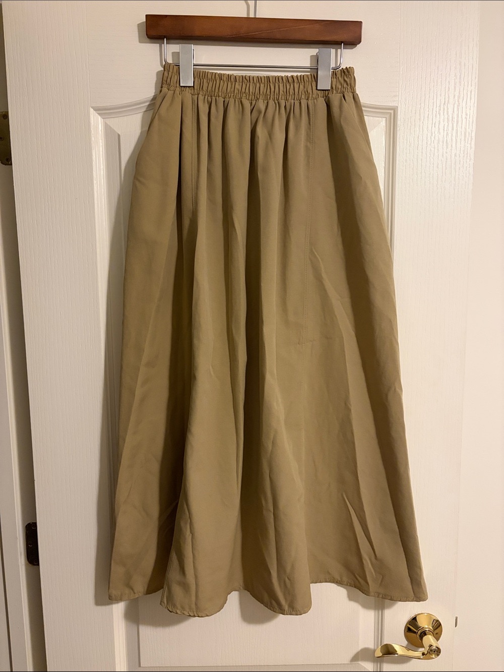 Women’s Maxi Skirt with Elastic Waist - Tan